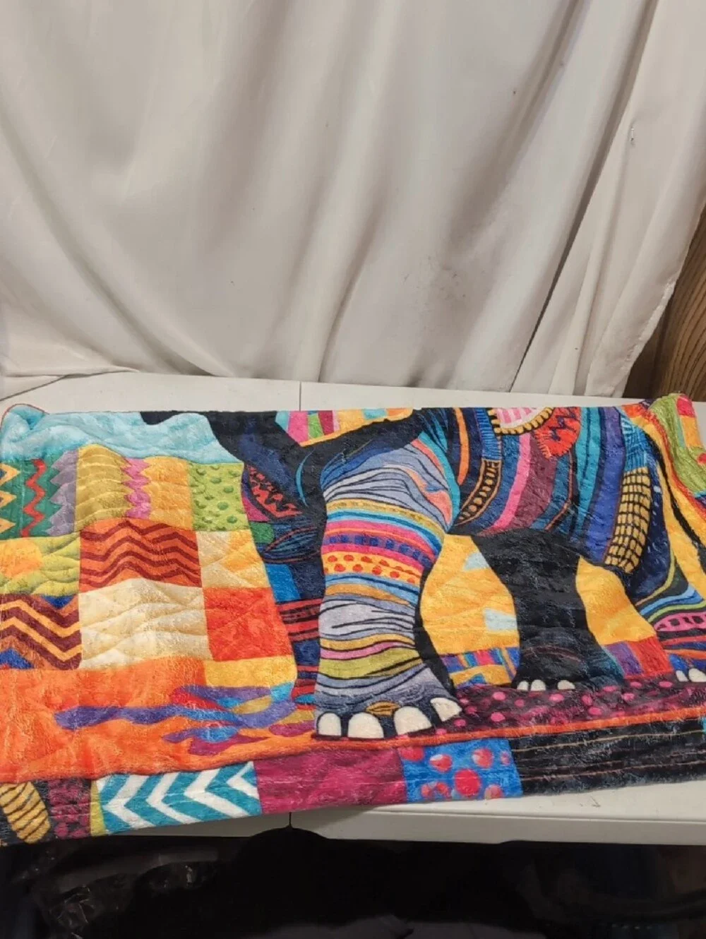 Colorful Elephant Patchwork  Throw Blanket  - Multicolor Approximately 27X36